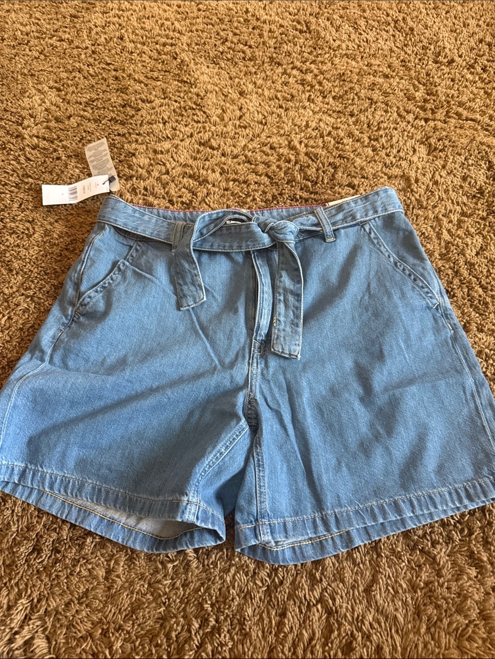 Tommy Hilfiger Light Blue Denim Tie Waist Shorts